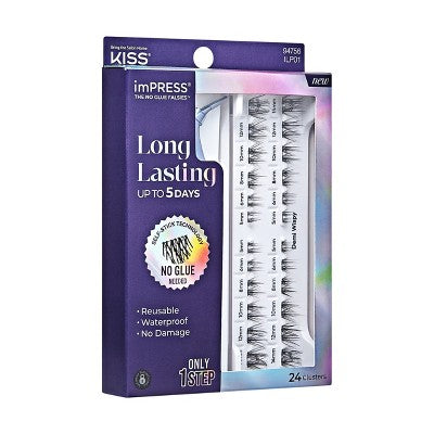 KISS Products imPRESS Long Lasting Press-On Self Adhesive False Eyelashes Demi Wispy 25ct - Imperfect Box by This is Beauty US