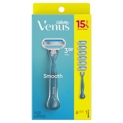 Venus Smooth Value Pack Razor Handle + 6 Blade Refills - Imperfect Box by This is Beauty US