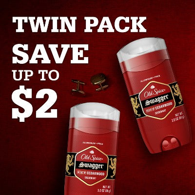 Old Spice Red Collection Solid Deodorant for Men Swagger Scent Aluminum-Free 2pk/3oz - Imperfect Box by This is Beauty US
