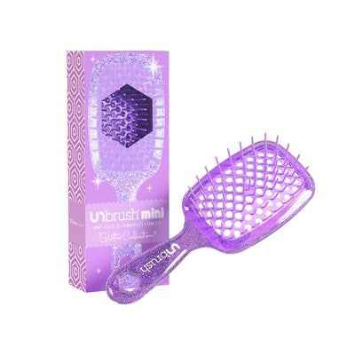 UNbrush Mini Glitter Detangling Hair Brush Amethyst Lavender - New