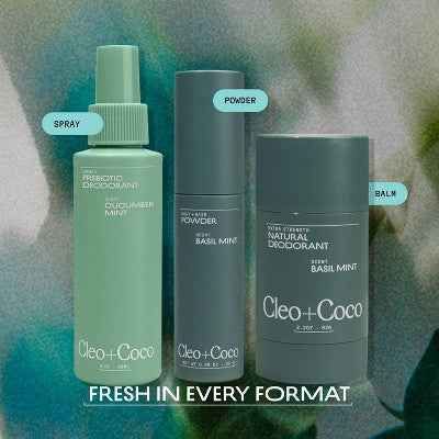 cleo+coco. Body and Hair Antiperspirants and Deodorant Powder Basil Mint 0.88oz - New