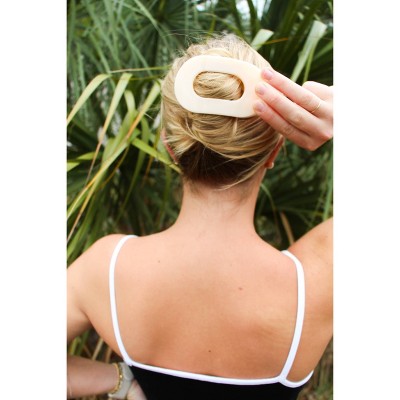 TELETIES Medium Flat Round Hair Clip Almond Beige - New by This is Beauty US