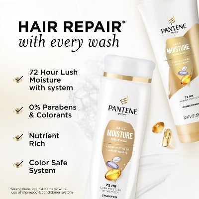 Pantene Pro-V Daily Moisture Renewal Shampoo and Conditioner Bundle 22.4 fl oz - Imperfect Box by This is Beauty US