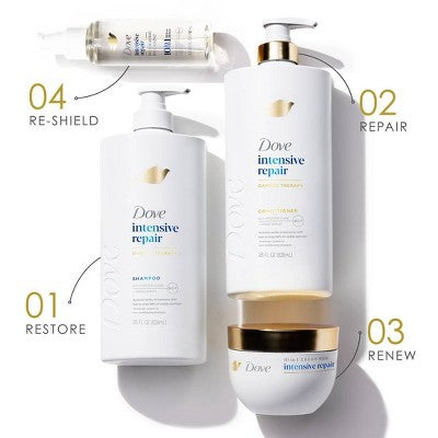 Dove Beauty Intensive Repair Hair Shampoo Pump with Glutamic Amino Serum &amp; Bio-Protein Care 28 fl oz - New by This is Beauty US