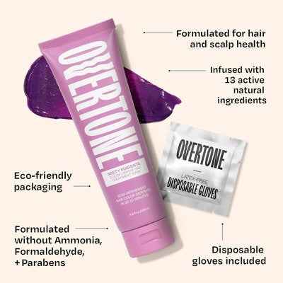 Overtone Misty Magenta Hair Mask Semi-Permanent Hair Dye &amp; Color Conditioner Cotton Candy Pink for Brown; Blonde Hair - New