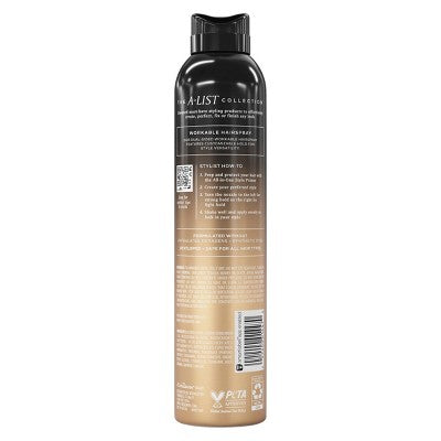 Tresemme A-List Collection Workable Hairspray, Golden Vanilla &amp; Sandalwood Scent 8.5oz - Imperfect Container