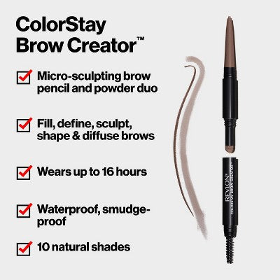 Revlon Colorstay Brow Creator Waterproof Pencil &amp; Powder 615 Soft Black 0.003oz - Imperfect Box
