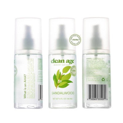 Clean Age Sandalwood AHA Deodorant + Body Spray for Teens 4 fl oz - New by This is Beauty US