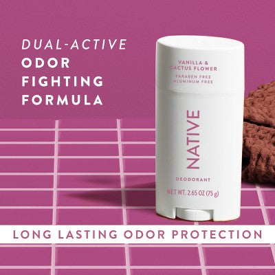 Native Solid Deodorant for Women &amp; Men - Vanilla &amp; Cactus Flower 2.65oz - New by This is Beauty US