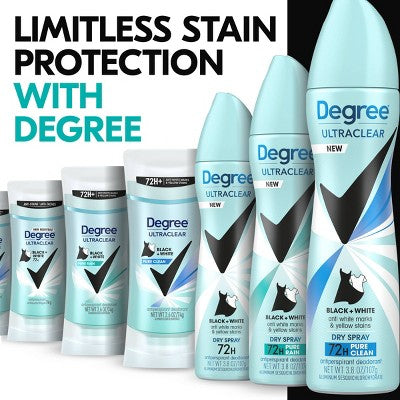 Degree Ultra Clear Black + White Pure Clean Antiperspirant &amp; Deodorant Dry Spray 3.8oz/2ct - New