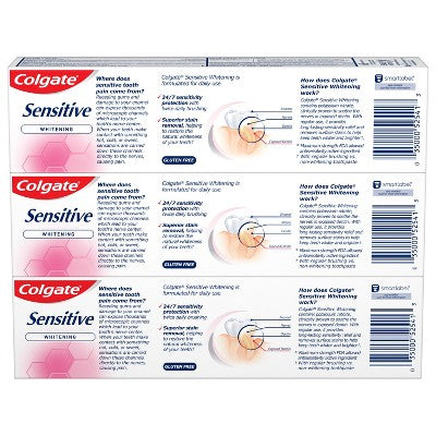 Colgate Sensitive Toothpaste Maximum Strength with Whitening Fresh Mint Gel 6oz/3pk - Imperfect Box by This is Beauty US
