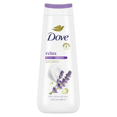 Dove Relax Body Wash Lavender &amp; Chamomile 24hr Lotion Soft Skin 20 fl oz - Imperfect Container by This is Beauty US