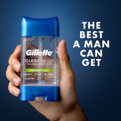 Gillette 72 Hours Sweat Protection Clear Gel Antiperspirant &amp; Deodorant for Men Power Rush 2pk/3.8oz - New by This is Beauty US