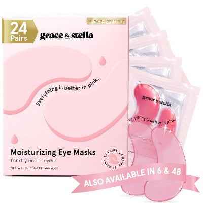 Grace &amp; Stella Moisturizing Under Eye Mask Pink 24 Pairs - New