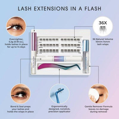 KISS Products Falscara Lash Extension Kit Lengthening Wisps 36ct - Imperfect Box by This is Beauty US