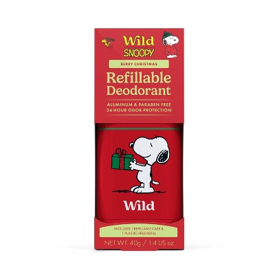 Wild Cosmetics Red Snoopy Christmas Case &amp; Berry Christmas Deodorant Refills 1.4oz/2ct - Imperfect Box