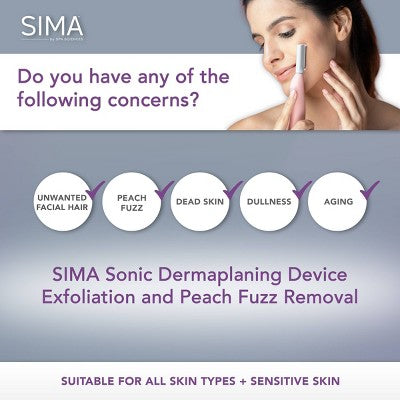 Spa Sciences SIMA Deluxe Sonic Dermaplaning Tool for Exfoliation &amp; Peach Fuzz Removal - Imperfect Box by This is Beauty US