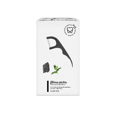The Humble Co. Plant-Based Dental Floss Picks Charcoal 50ct/4pk - Imperfect Box by This is Beauty US
