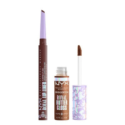 NYX Professional Makeup Bridgerton Royal Treasures Lip Kit 06 Caramel Courtship &amp; Toffee Temptation 2pc - Imperfect Box