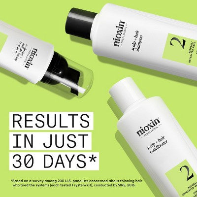 Nioxin System 2 Hair Thickening Natural &amp; Untreated Hair Shampoo &amp; Conditioner Kit 3ct - New