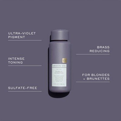 Kristin Ess Sulfate Free Purple Shampoo, Tones Brassiness for Blonde + Brunette Hair - 10 fl oz by This is Beauty US