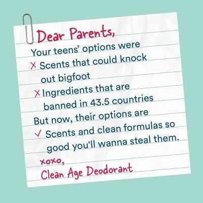 Clean Age Cedar &amp; Sea Salt AHA Deodorant + Body Spray for Teens 4 fl oz - New