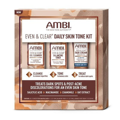 AMBI Even &amp; Clear Daily Skin Tone Kit 3ct - Imperfect Box
