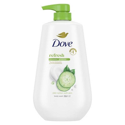 Dove Beauty Refresh Body Wash Pump Cucumber &amp; Green Tea 24hr Lotion-Soft Skin 30.6 fl oz - New by This is Beauty US