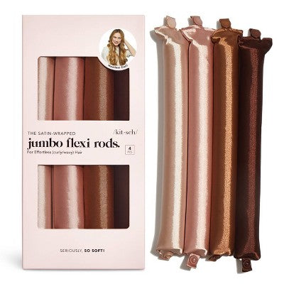 Kitsch Satin Jumbo Flexi Rods Hair Rollers Rosewood 4pk - Imperfect Box by This is Beauty US