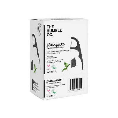 The Humble Co. Plant-Based Dental Floss Picks Charcoal 50ct/4pk - Imperfect Box by This is Beauty US