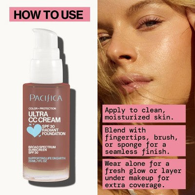 Pacifica Ultra CC Cream Radiant Foundation with SPF 17 Cool/Deep 1 fl oz - Imperfect Box by This is Beauty US