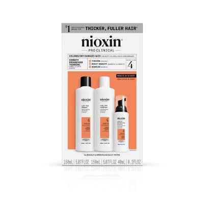 Nioxin System 4 Hair Thickening Colored &amp; Damaged Hair Shampoo &amp; Conditioner Kit 3ct - New