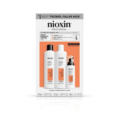 Nioxin System 4 Hair Thickening Colored &amp; Damaged Hair Shampoo &amp; Conditioner Kit 3ct - New