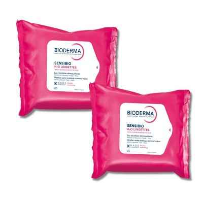 Bioderma Sensibio H2O Facial Cleansing Wipes 25ct/2pk - New