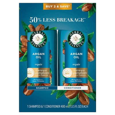 Herbal Essences Pure Plants Blend Argan Oil Repairing Color-Safe Shampoo/Conditioner Dual Pack 13.5 fl oz/2ct - Imperfect Box by This is Beauty US