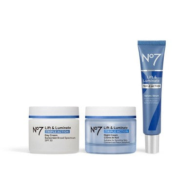 No7 Lift &amp; Luminate Triple Action 3-Piece Skincare System 3ct - Imperfect Box