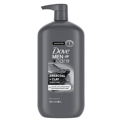Dove Men+Care Charcoal + Clay Purifying Body; Face Wash Pump Sulfate Free 30 fl oz - Imperfect Container by This is Beauty US