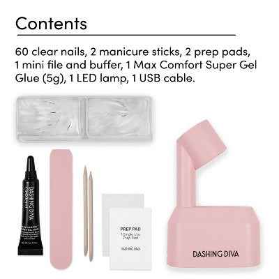 Dashing Diva Gel Xtend Fake Nails Starter Kit Medium Round 30ct - New