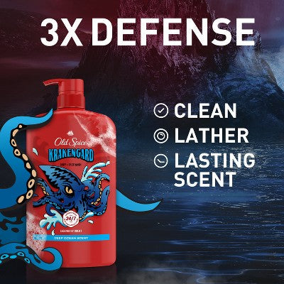 Old Spice Krakenguard Body+Face Wash Deep Ocean Scent 33.4 fl - New by This is Beauty US