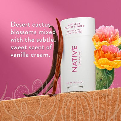 Native Solid Deodorant for Women &amp; Men - Vanilla &amp; Cactus Flower 2.65oz - New by This is Beauty US