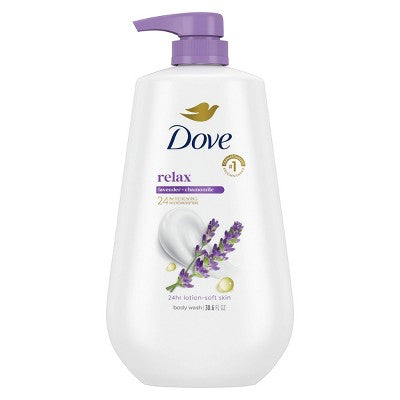 Dove Relax Body Wash Pump Lavender &amp; Chamomile 24hr Lotion-Soft Skin 30.6 fl oz - Imperfect Container by This is Beauty US