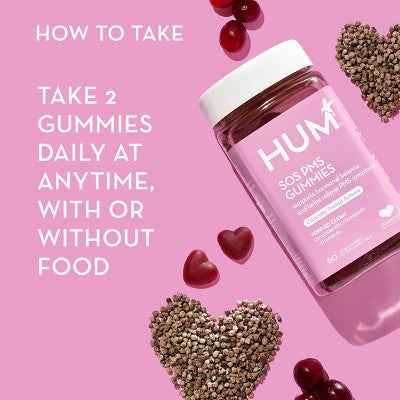 HUM Nutrition SOS PMS for PMS Relief &amp; Mood Support Vegan Gummies 60ct - New