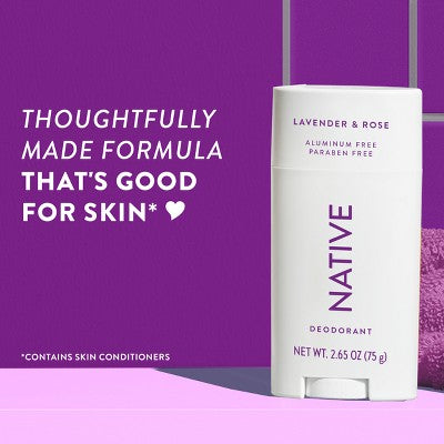 Native Solid Deodorant Lavender &amp; Rose 2.65oz - New