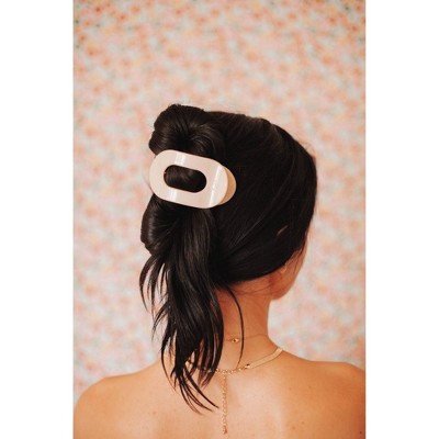 TELETIES Medium Flat Round Hair Clip Almond Beige - New by This is Beauty US