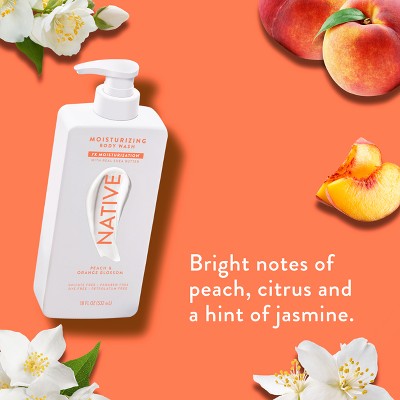 Native Moisturizing Shea Butter 24hr Hydration Body Wash Peach &amp; Orange Blossom 18 fl oz - Imperfect Container