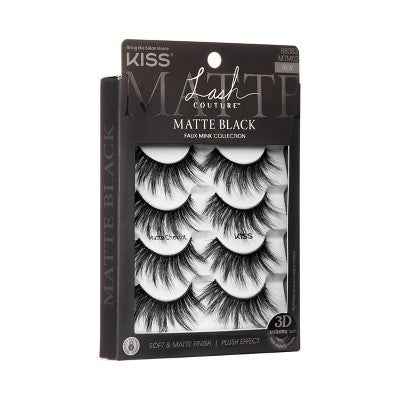 KISS Products Lash Couture Matte Black False Eyelashes Matte Cheviot 8ct - New