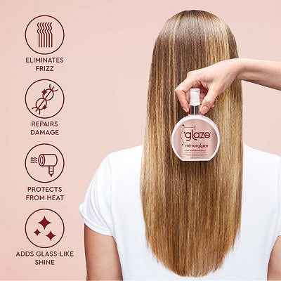 Glaze MirrorGlaze 4-in-1 Super Sleek Anti-Frizz Shine Spray with Heat Protector 6.4 fl oz - New
