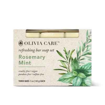 Olivia Care Rosemary Mint Bar Soap Set 5oz/3ct - New
