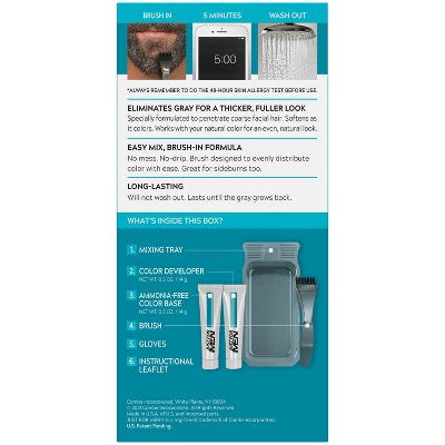 Just For Men Mustache &amp; Beard Coloring for Gray Hair with Brush Included Medium Dark Brown M40 - New by This is Beauty US