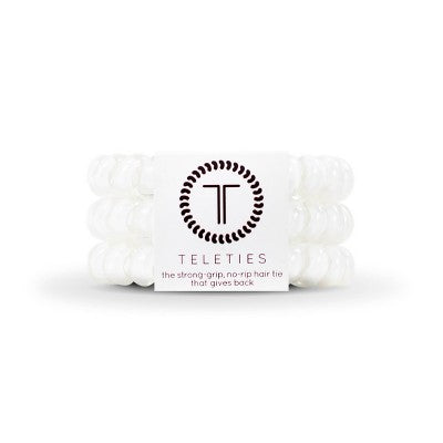 TELETIES Large Hair Ties 3pc Coconut White - Imperfect Box by This is Beauty US